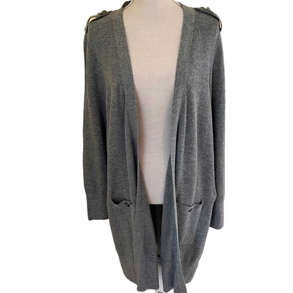 Talbots Women's Petites Grey Open Front Long Cardigan 2XP